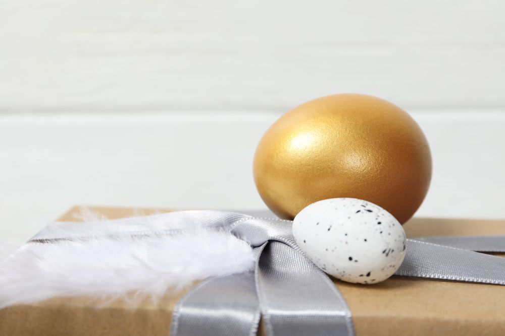 Concept of Richness, golden eggs, space for text