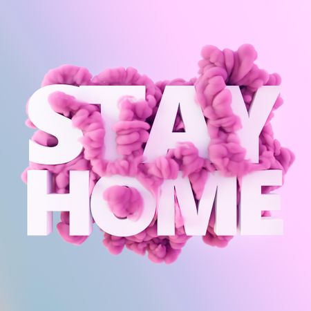 “Stay Home” text with ink in water