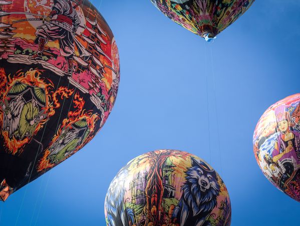 Traditional Balloon Festival, colorful and amazing with beautiful blue sky