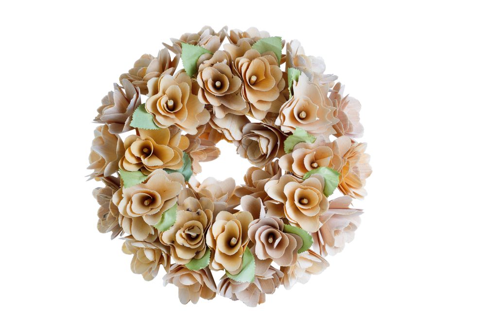 Birch wood wreath on background