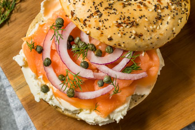 Healthy Homemade Bagel and Lox Sandwich