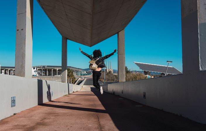 woman jumping for joy