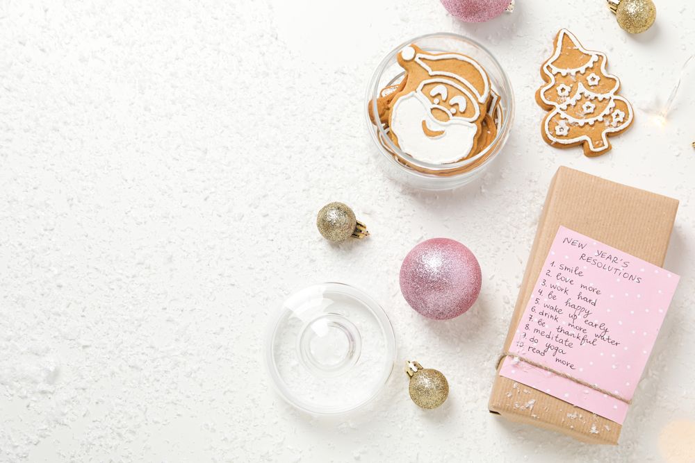 Concept of New Year Resolutions list, new year goals, space for text