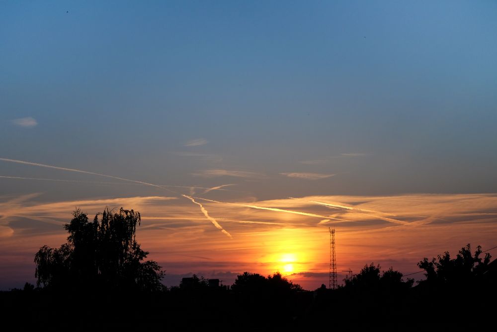 Colorful sunset in France