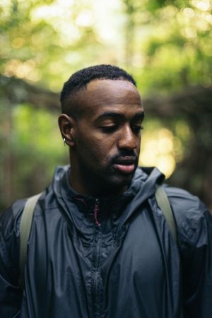 Black man in a forest in Costa Rica