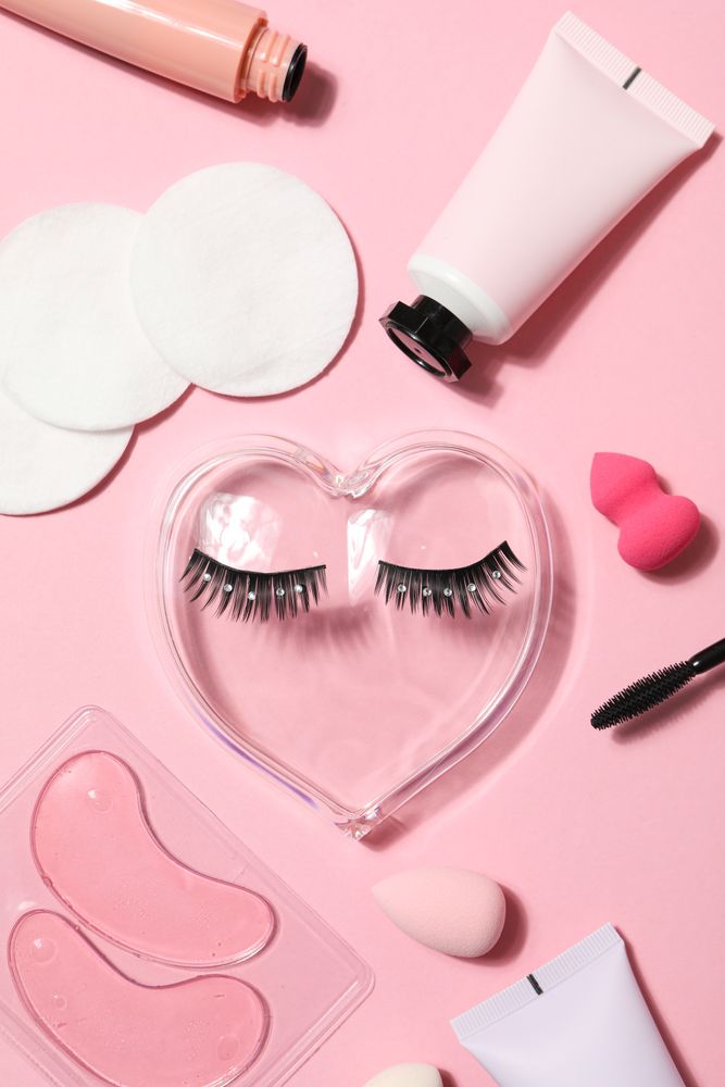False eyelashes, concept of different makeup accessories