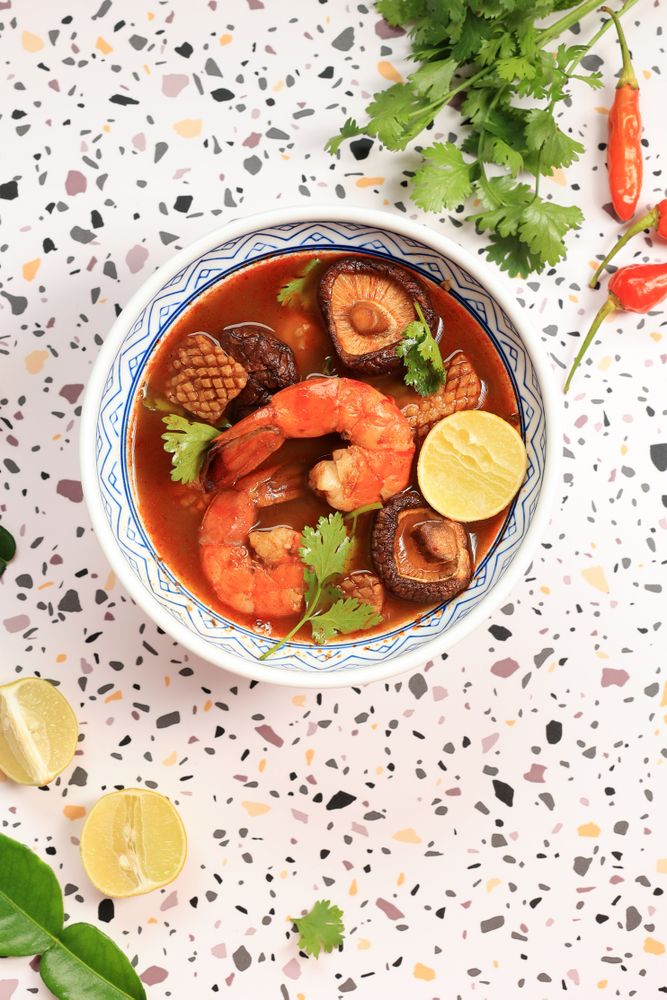 Tom Yang Kung Seafood Prawn Thai Soup with Lime and Lemongrass