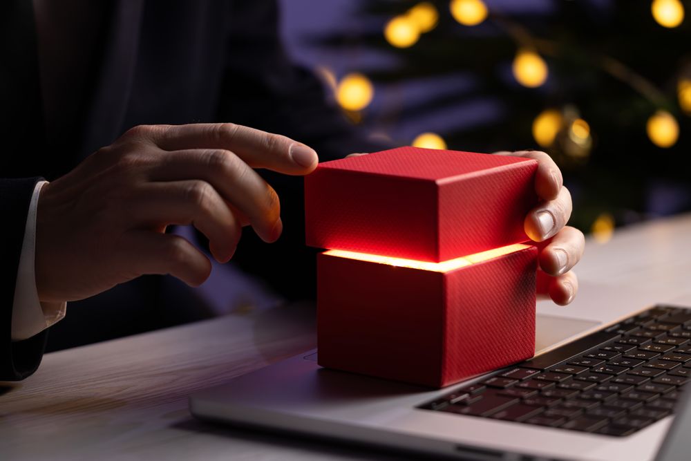 Businessman Opening Box New Opportunities