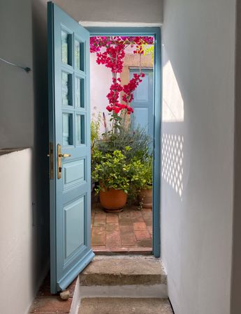 Entrance to inner courtyard and potted garden