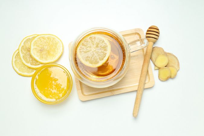 Cold treatment, healthcare concept - tea with ginger