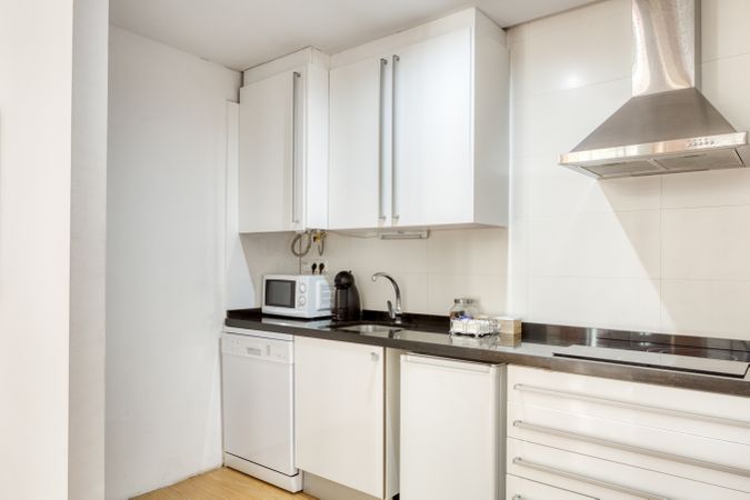 Interior of stylish empty kitchen