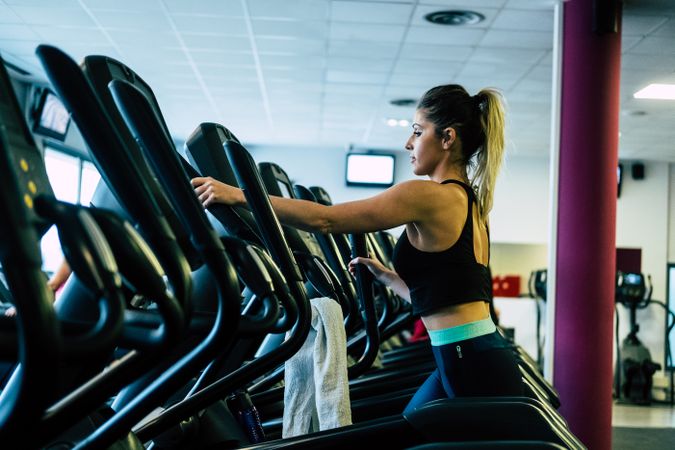 woman on exercise machine