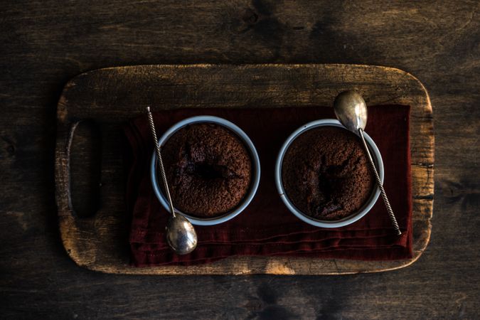 Top view of chocolate fondant cake