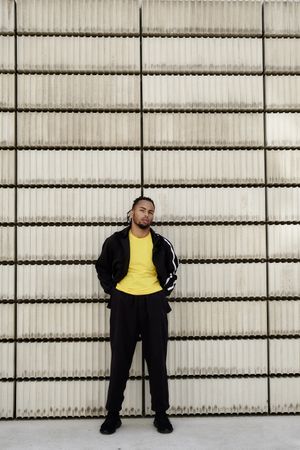 Black male near concrete blocks