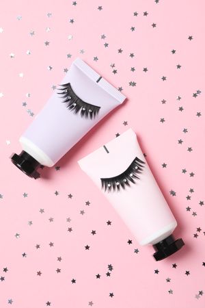 False eyelashes, concept of different makeup accessories