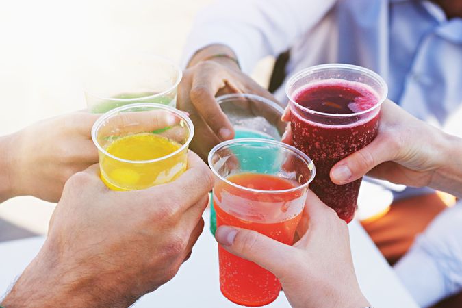 Summer Refreshment with Colorful Fruit Drinks