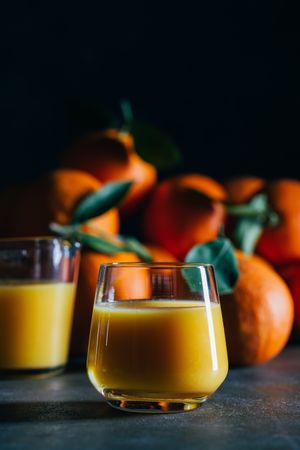 Orange juice on table