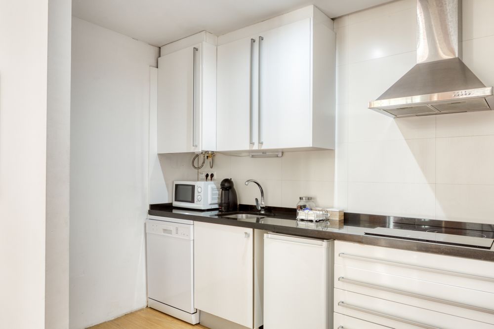 Interior of stylish empty kitchen
