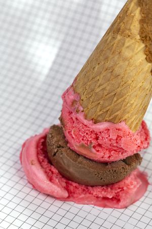 Ice cream cone dropped on graph paper