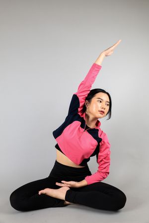Young Woman Learning Yoga Pilates Stretching