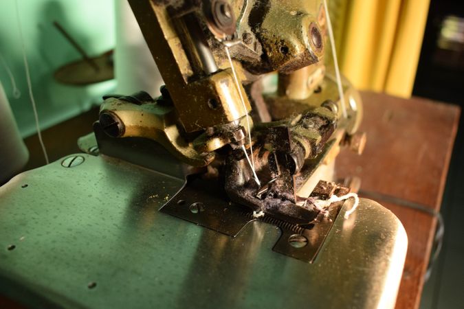 Strip of fabric in sewing machine