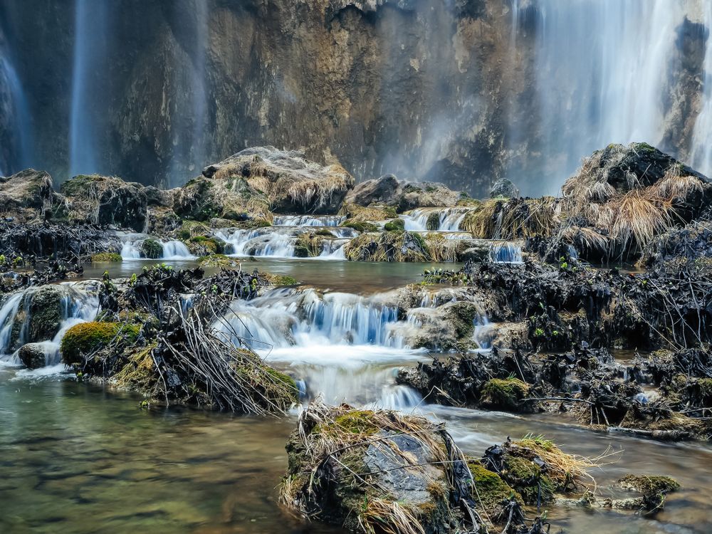 hidden waterfalls deep forest in Croatia.