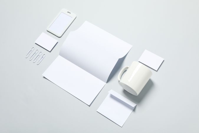 Mockup business brand template on light gray background, space for text