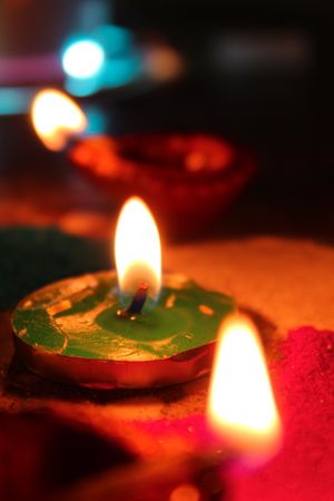 Close-up shot of lit candles