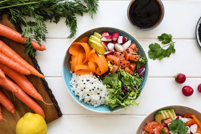 Boiled rice with vegetables