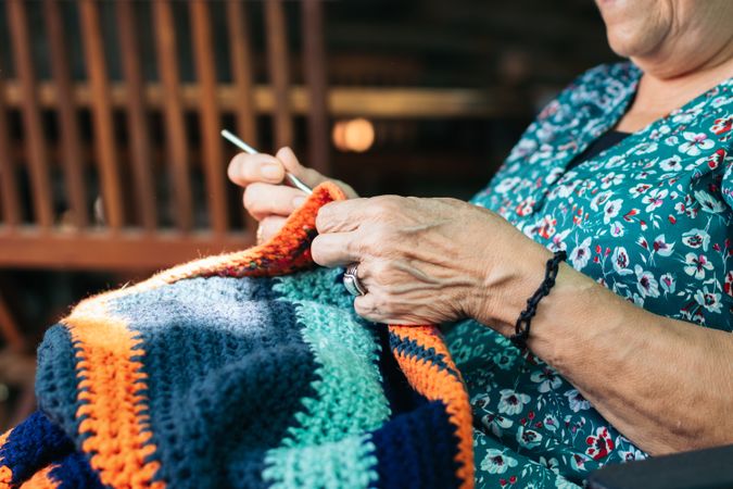 Granny Hobbies: Older Woman Crocheting