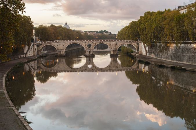 Beautiful bridge over calm river