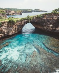 Amazing blue lagoon with cliff archway