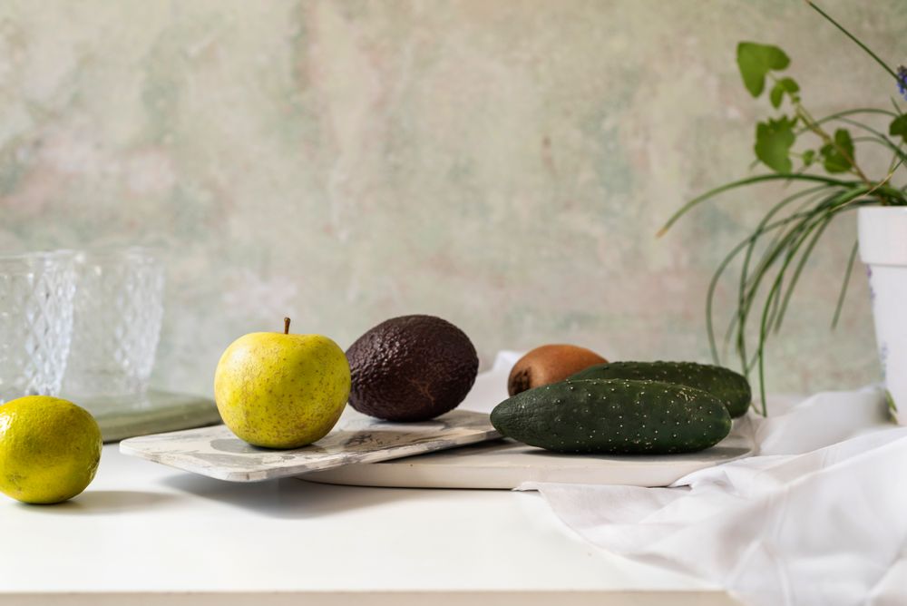 Fresh ingredients, recipe of Green smoothies.