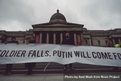 London, England, United Kingdom - March 5 2022: People holding anti-war banner 0vnjZ0