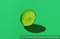Lime slice isolated on a green background 5kYRDb