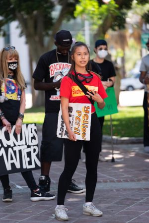 Los Angeles, CA, USA — June 16th, 2020: woman speaking at rally for Black Lives Matter