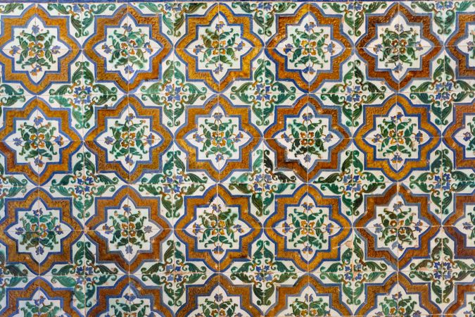 Tiled wall in the Alhambra of Granada.
