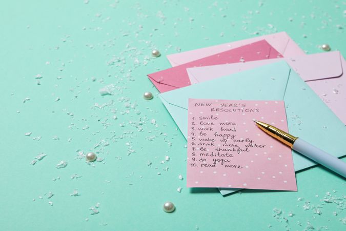 Concept of New Year Resolutions list, new year goals, space for text