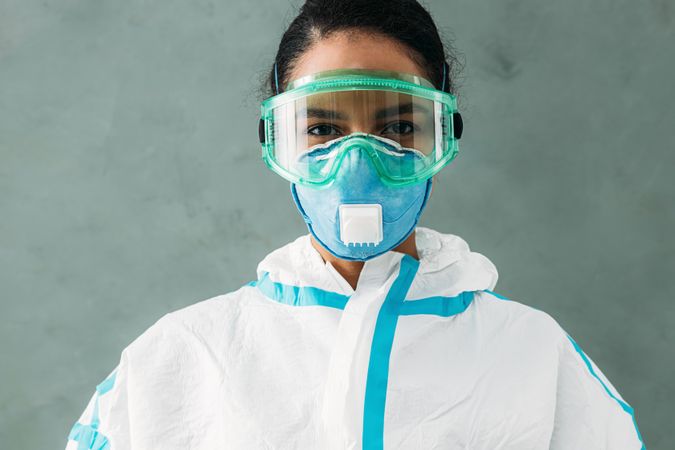 Female doctor in PPE gear and medical hazmat suit