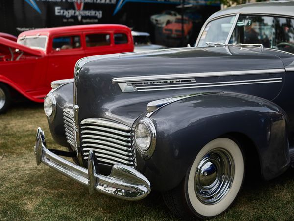 Two of hundreds of vintage and classic cars displayed at the Syracuse Nationals, Geddes, New York