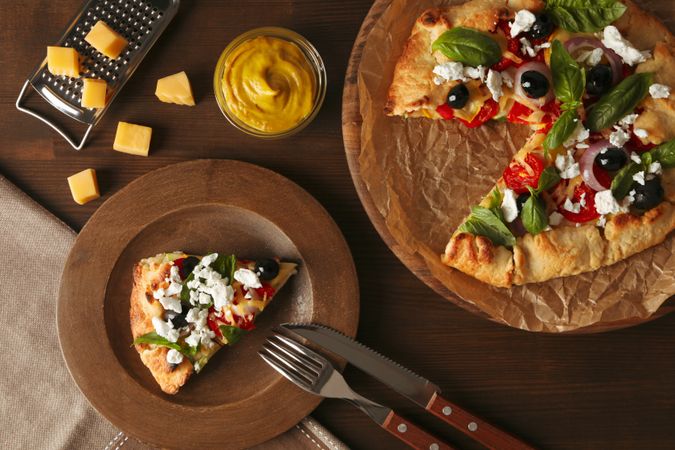 Concept of tasty food, Vegetable galette, top view