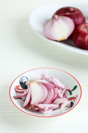 Sliced Red  Purple Onion on Table