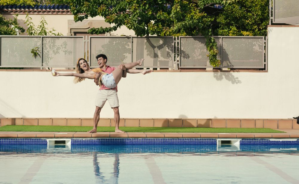 Group of friends having a pool party