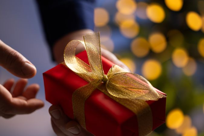 Man Holding Christmas Gift Box