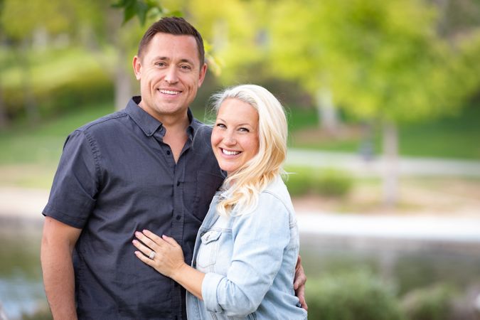 Happy Couple Portrait In The Park