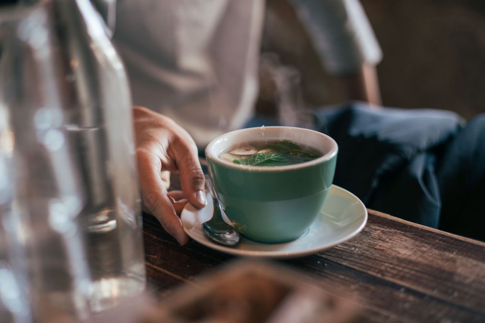 Cup of tea on wooden table