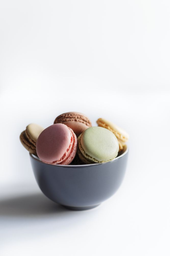 Bowl of colorful macaroons