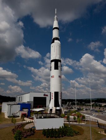 American space rocket on display at U.S. Space & Rocket Center in Alabama