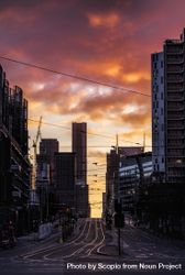 Cars on road in the city Melbourne, Australia at sunset 0WL865