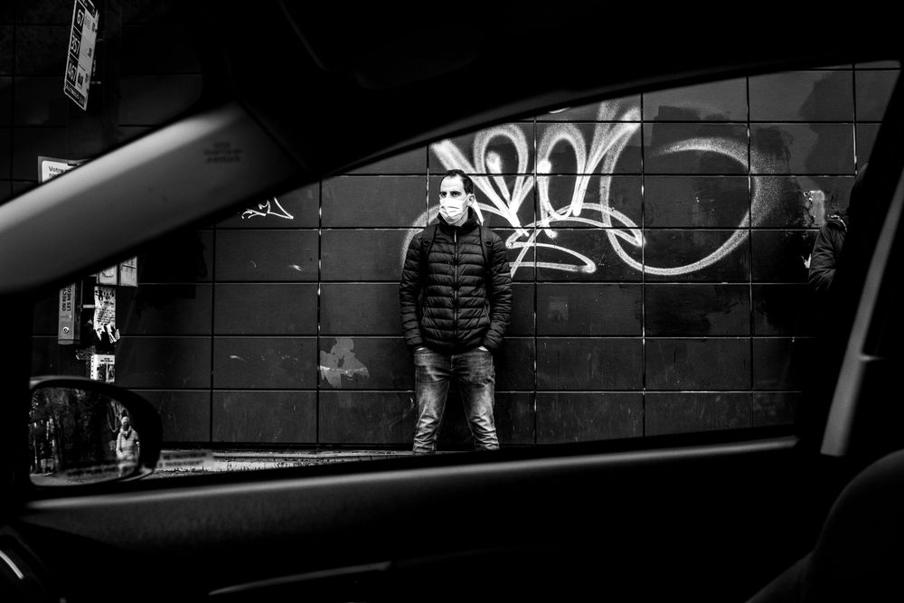 MONTREAL, QUEBEC, CANADA – October 9 2020- Man is wearing a mask in the street